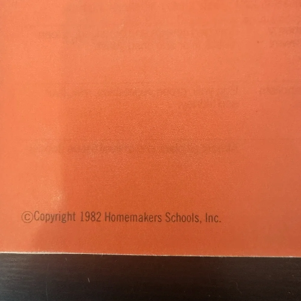 1982 Homemakers Schools cookbook Orange Vintage Pamphlet Cooking